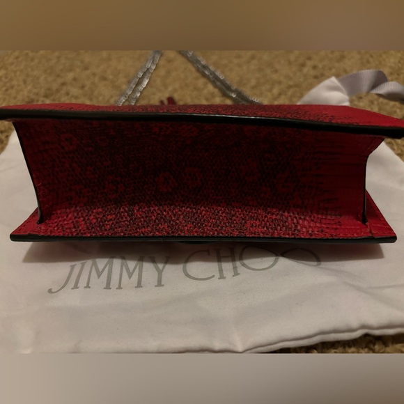 NWT Authentic Jimmy Choo Paris Crystal-Embellished Lizard-Print Red purse bag - Picture 6 of 11